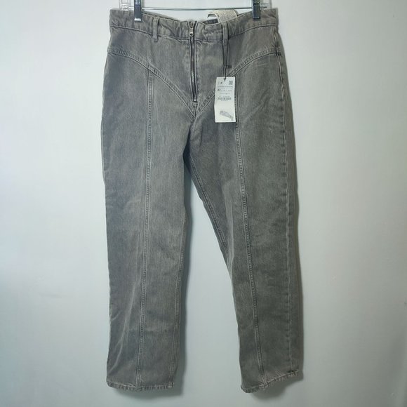 NWT ZARA STRAIGHT FIT TRF JEANS WITH DECORATIVE STITCHES - Picture 10 of 10